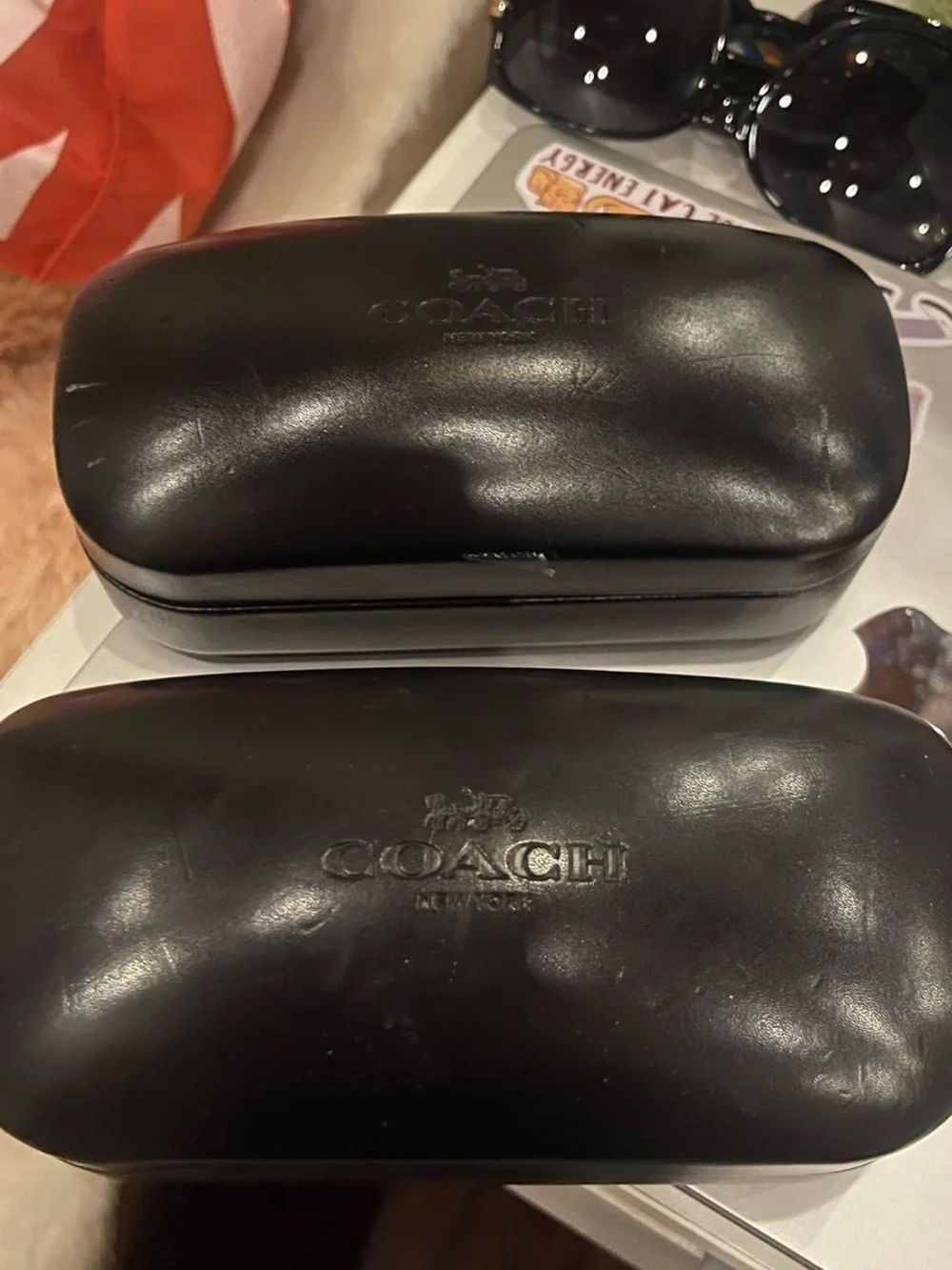 Coach Black Embossed Leather Eyewear Cases Duo